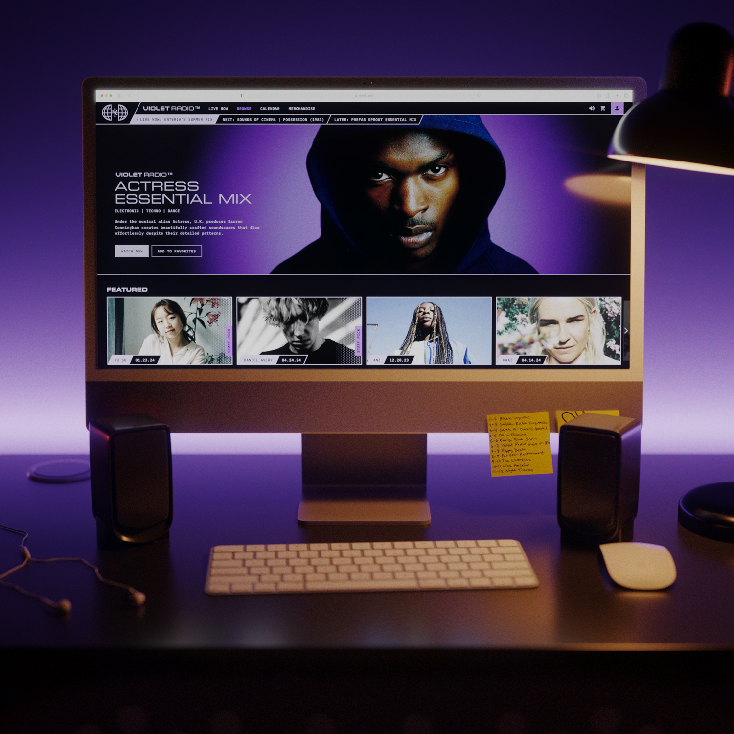 Desktop screens for Violet Radio