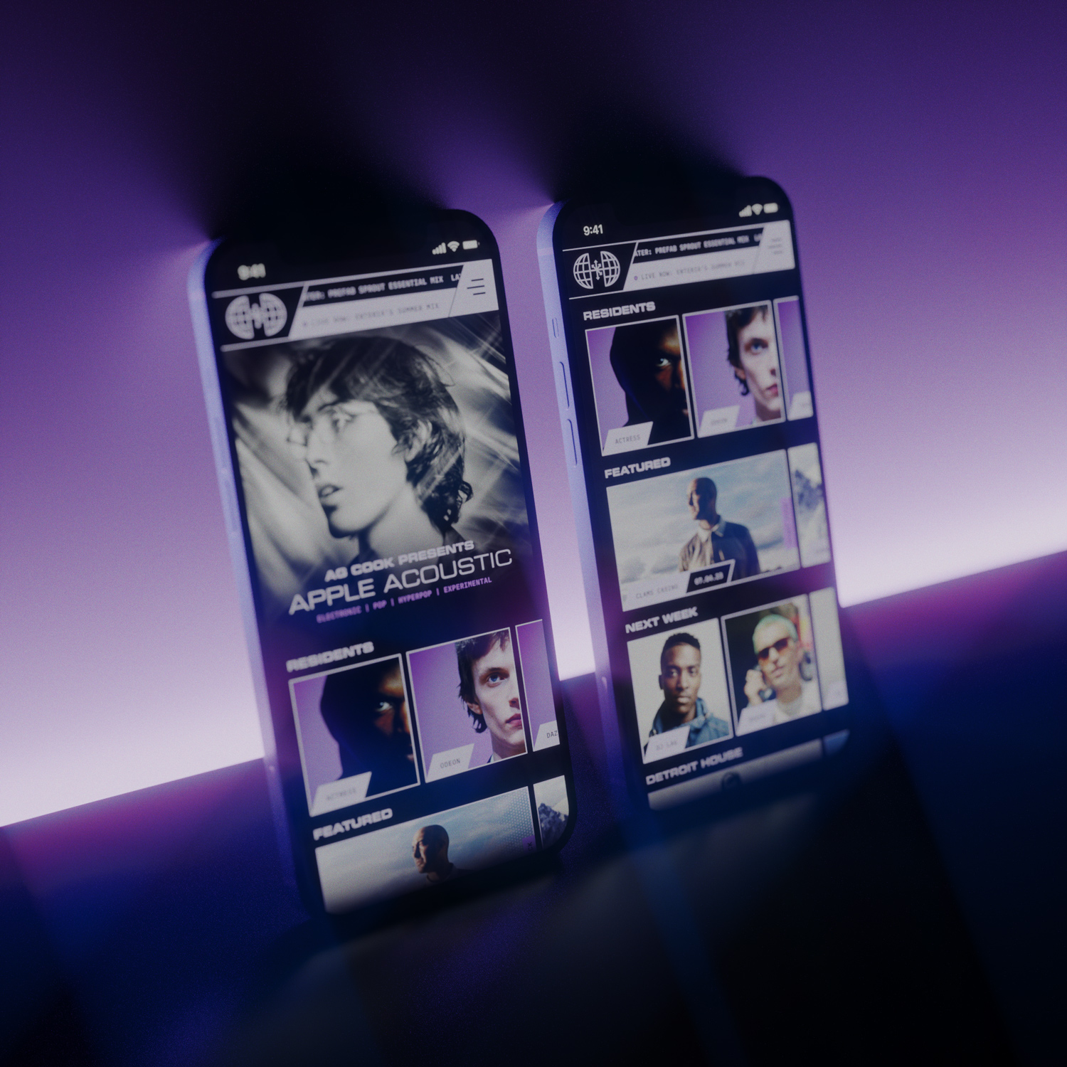 Mobile screens for Violet Radio