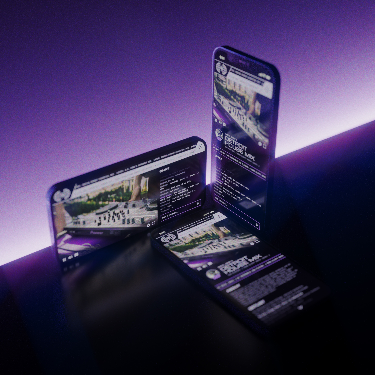 Mobile screens for Violet Radio