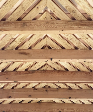 A screen porch ceiling detail at a South Mountain Company constructed house..