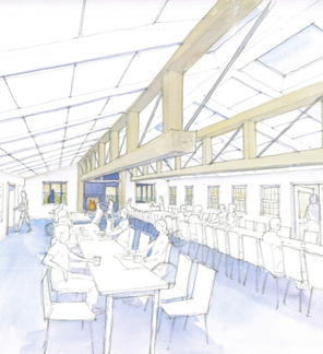 Drawing of new dining hall at Camp Jabberwocky