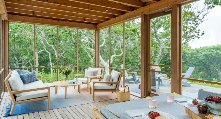 Screened in porch at Cape Higgon also called The Porch House