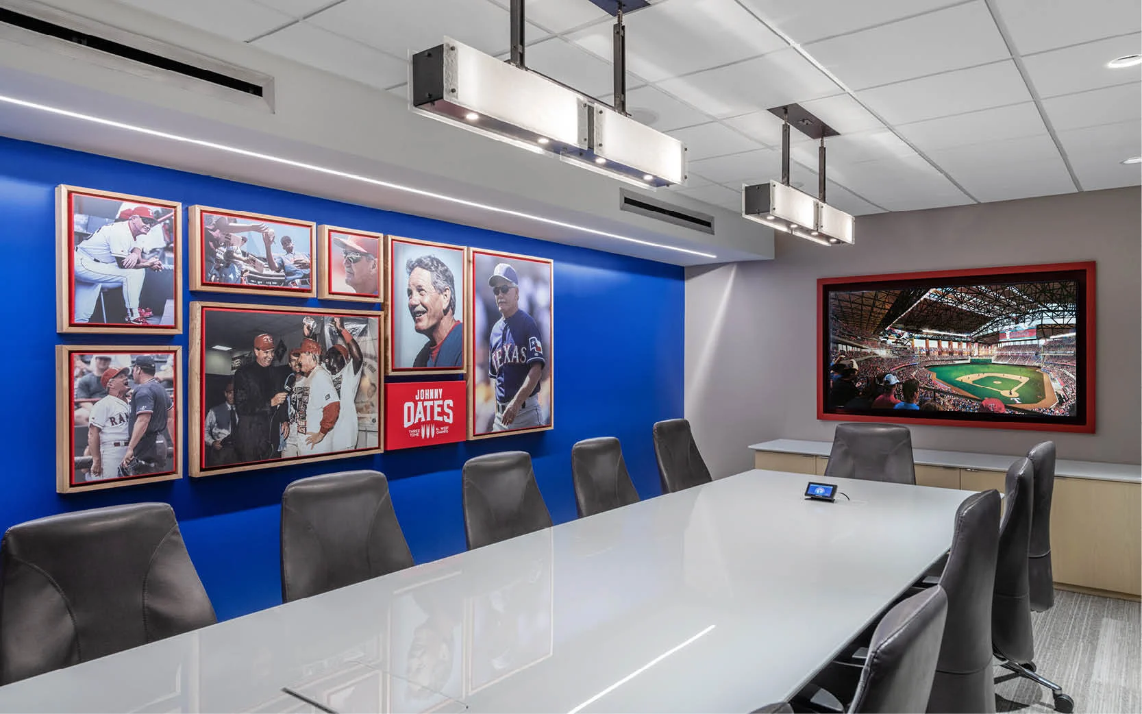 Each conference room uniquely highlights a Rangers great. 