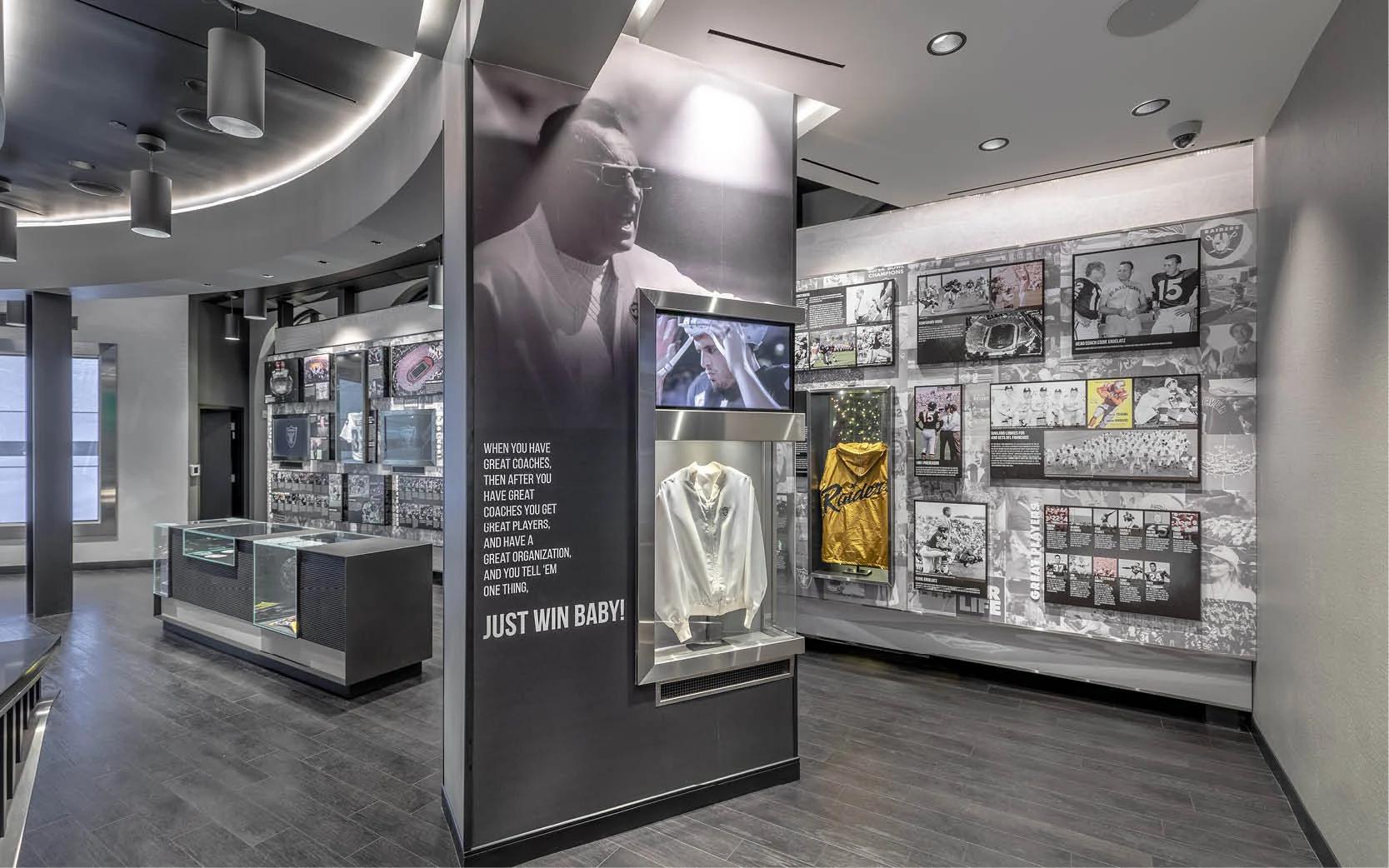 An Al Davis tribute meets all visitors through video and artifacts.