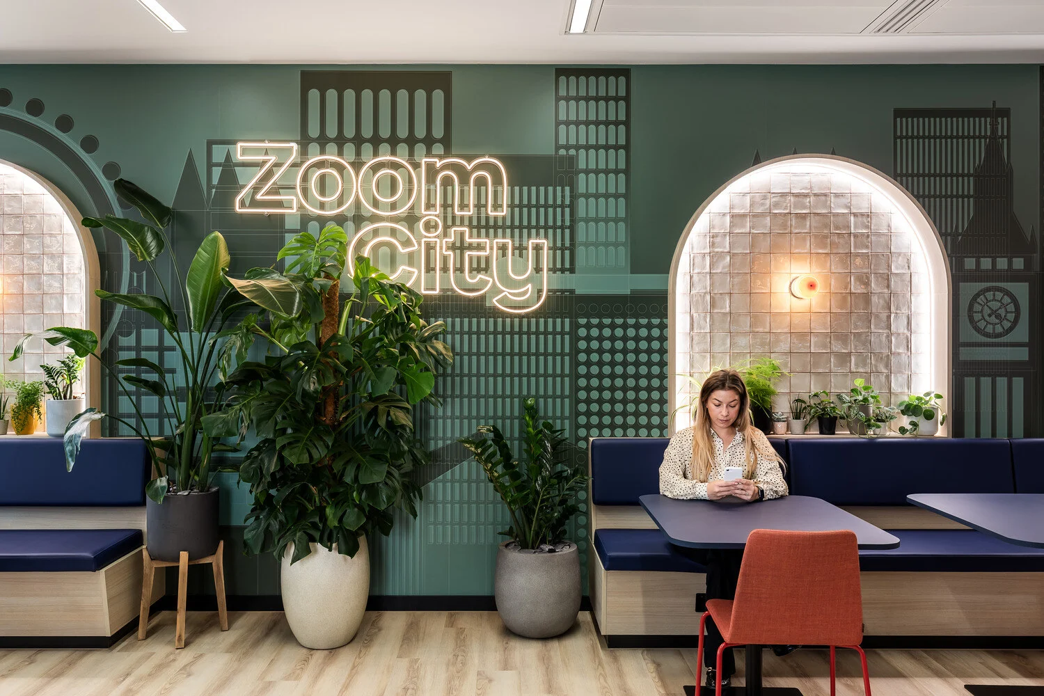The offices' branded environments and flexible workspaces allow all employees to do their best work and feel connected to the company. 
