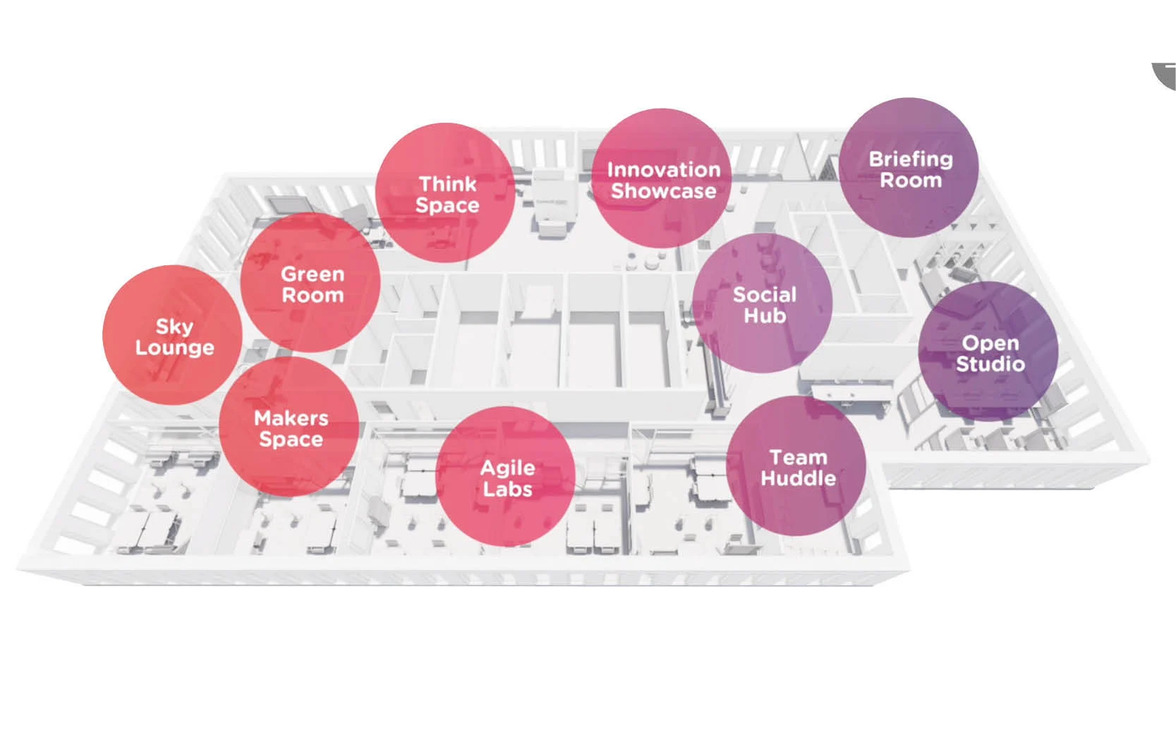 The center’s design inspiration is based on TCS brand values of being open, innovative, flexible, digital, and vibrant. Each zone of the facility supports key engagement models with customers.