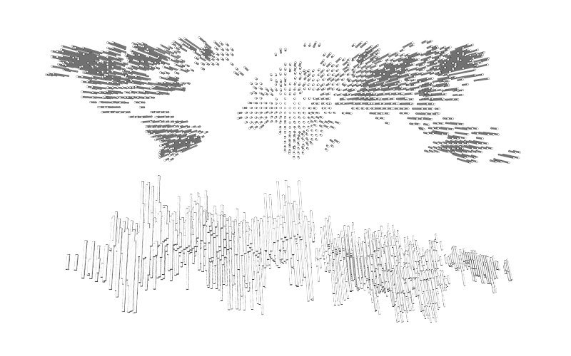 Each light tube of the TerraStream acts as a pixel that comes to life in data visualizations that express the reach of our more connected world that Juniper’s network empowers.