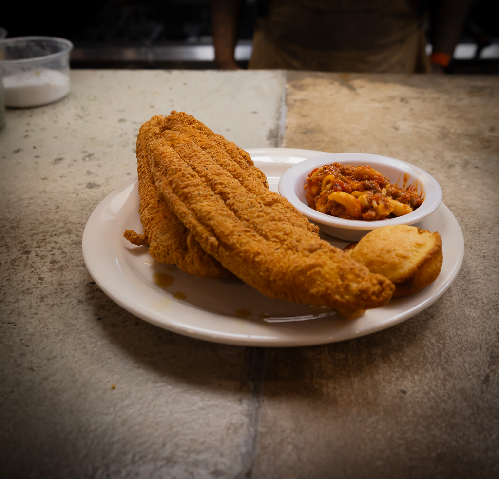 Catfish, Shrimp, and Greens