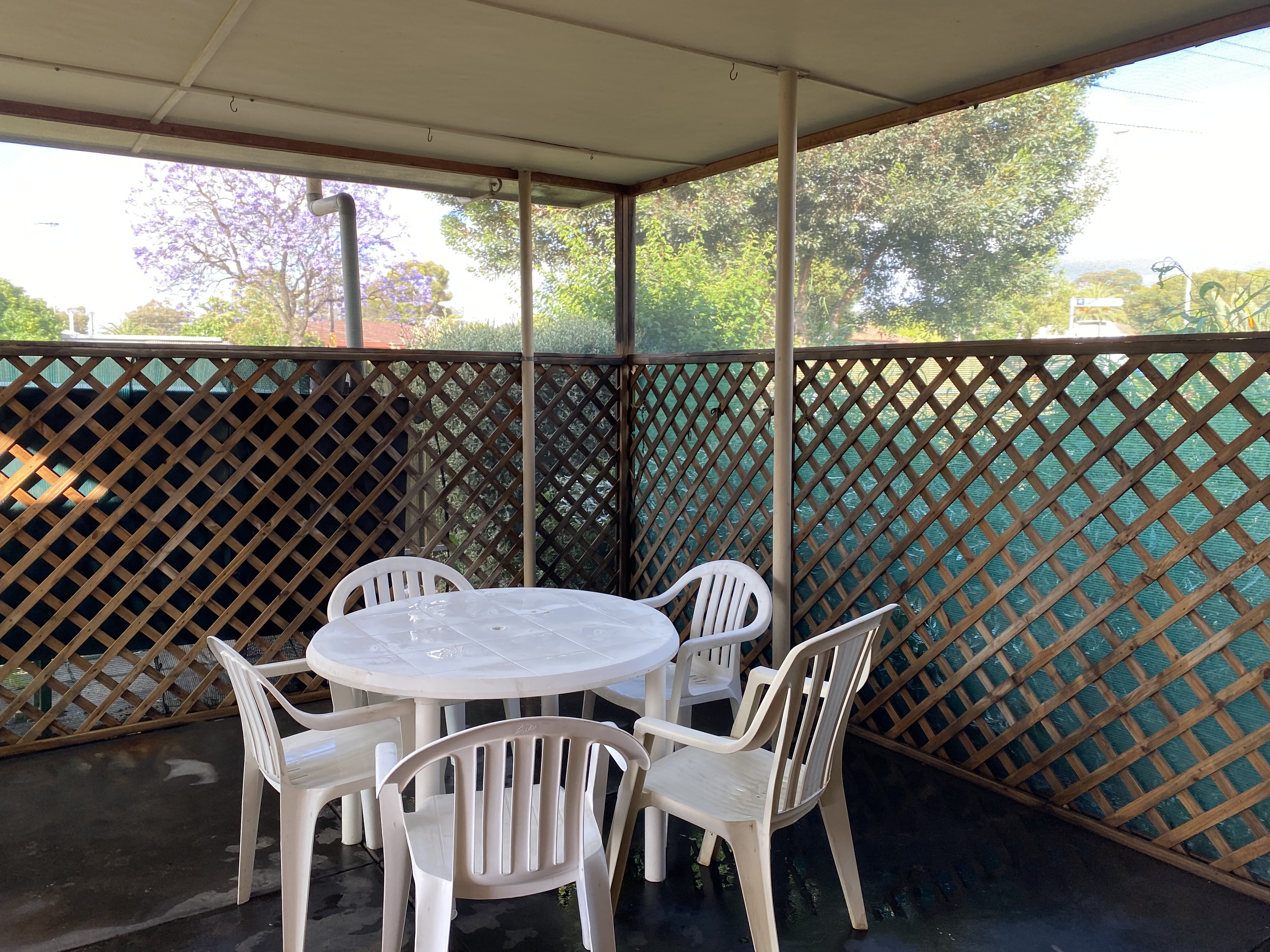 Covered outdoor dining area