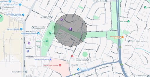 Map showing location of Elizabeth Grove share house