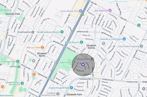 Map showing location of Elizabeth Downs share house
