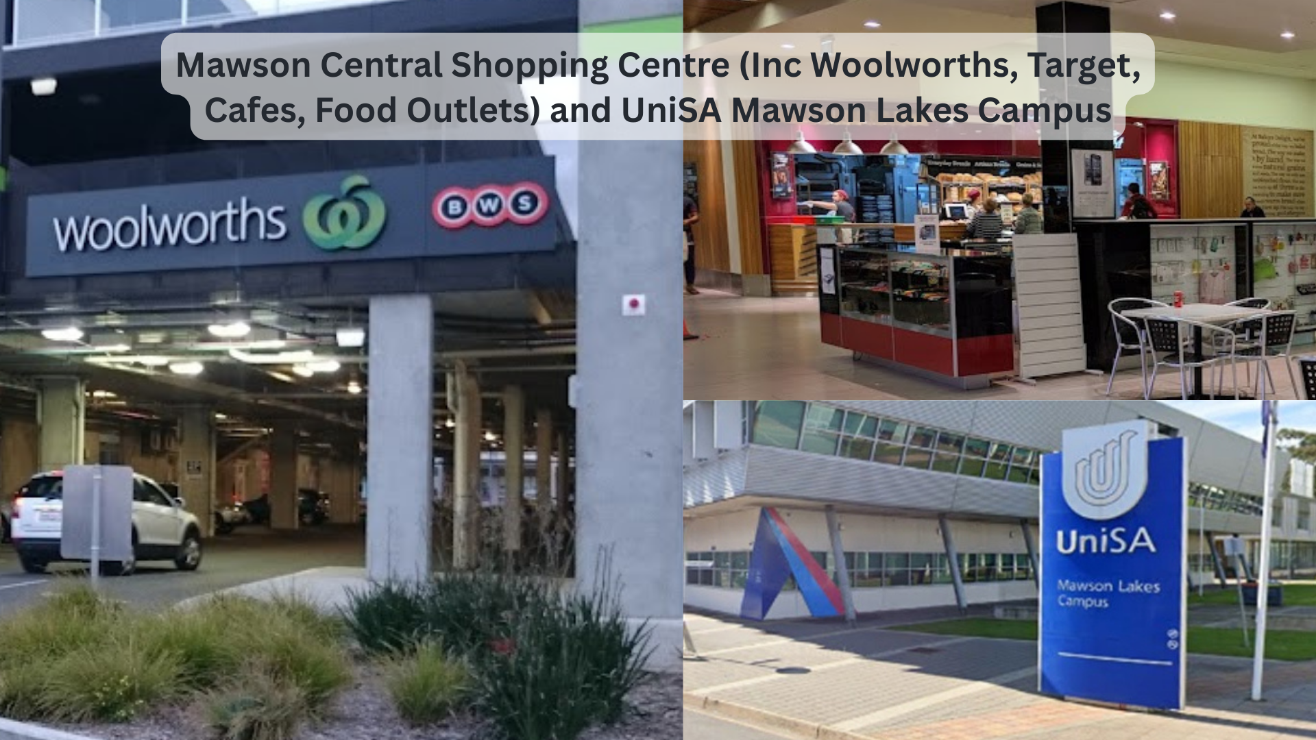 Mawson Central Shopping Centre and UniSA Mawson Lakes Campus in Mawson Lakes