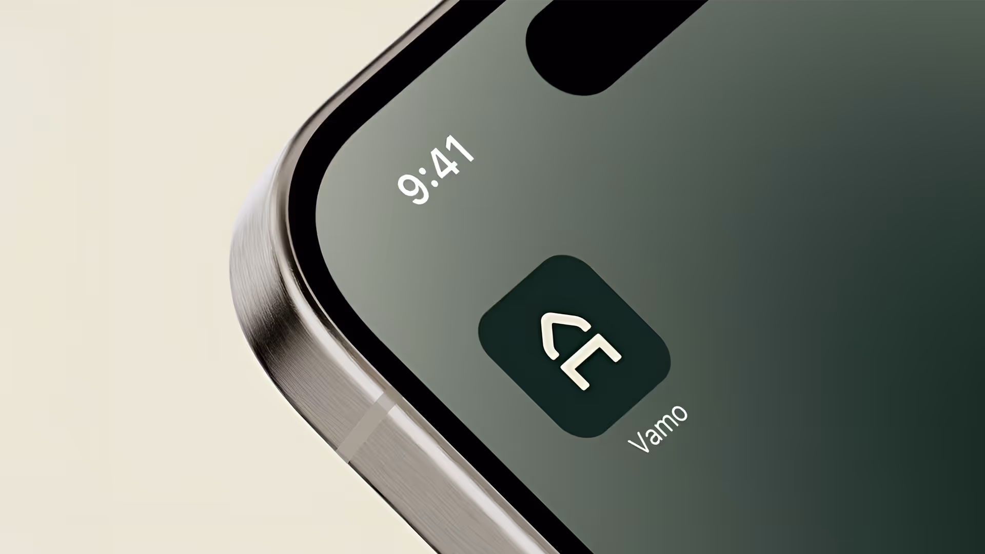 Nahaufnahme eines Smartphones mit dem Icon der neuen Vamo App.