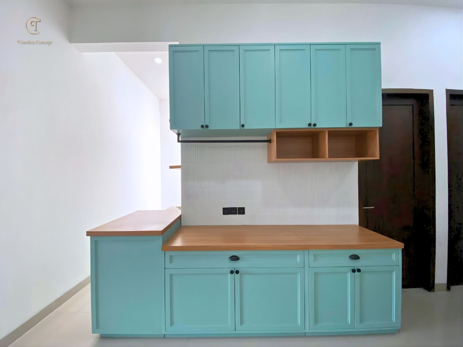 Comfortable Laundry Space with Soft Mint Green Ambiance, Functional Layout, and Calming, Inviting Atmosphere