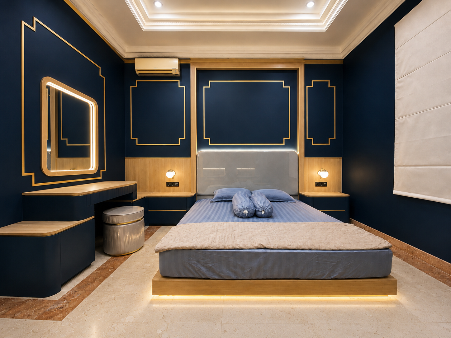 Navy Blue Luxury Bedroom | Modern Classic Interior Design
