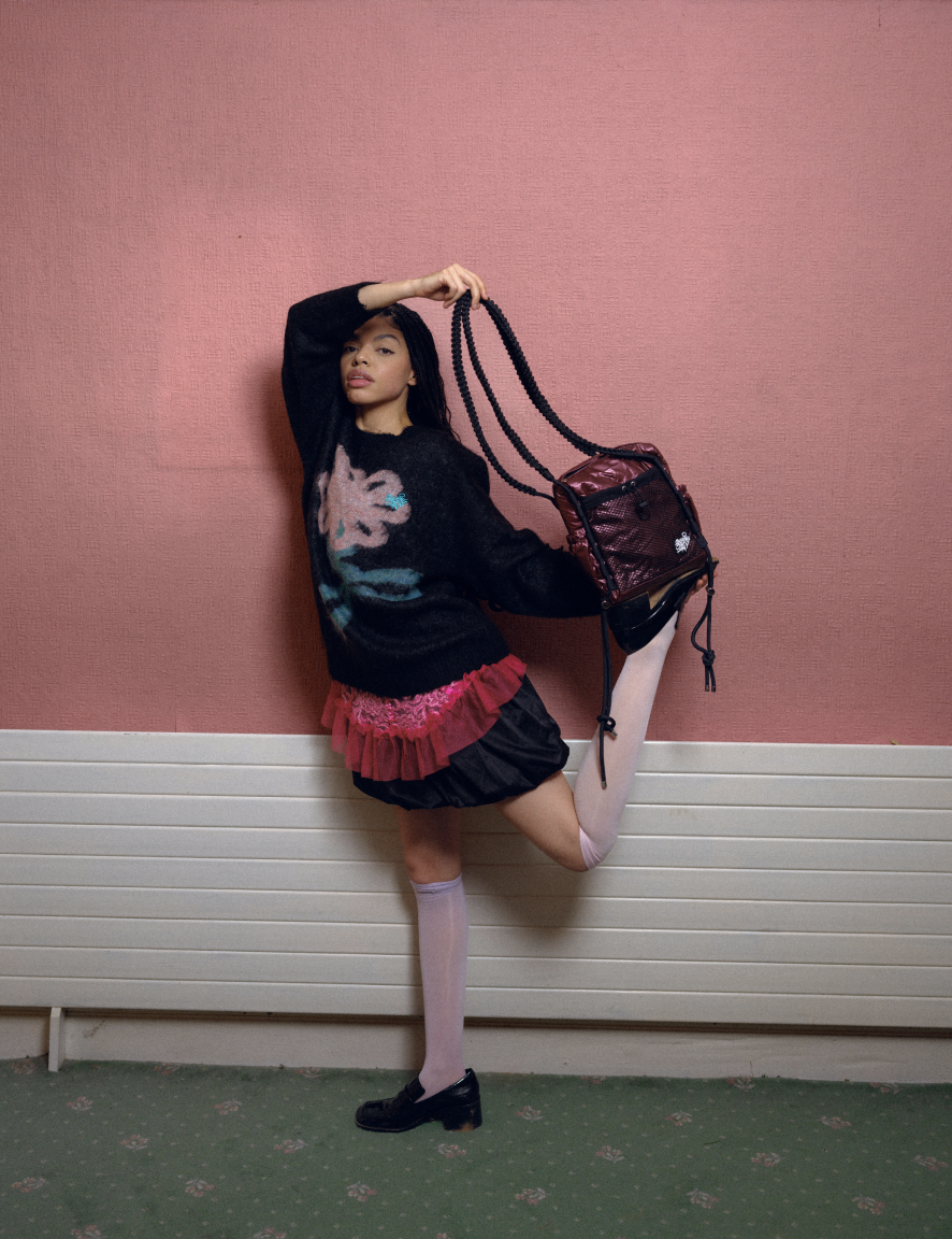 Woman holding handbag