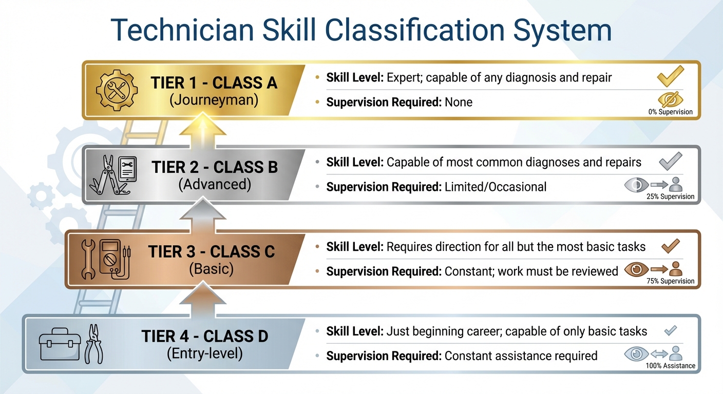 Technician Skill Classification System: Class A to Class D Levels