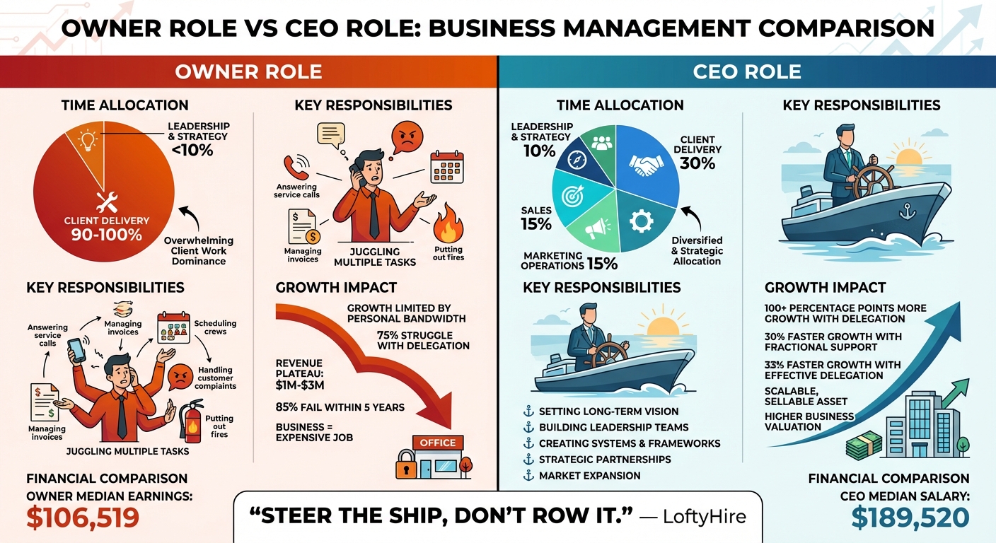 Owner vs CEO Time Allocation and Business Impact Comparison