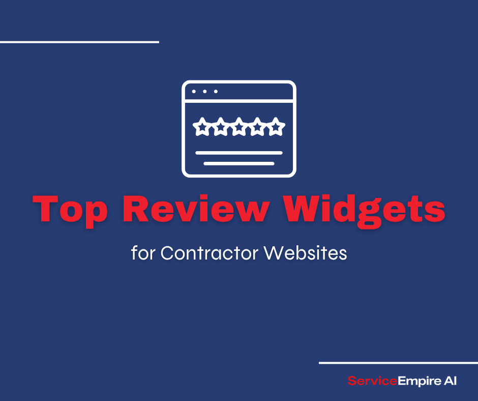 navy background, website reviews icon, with words "top review widgets"