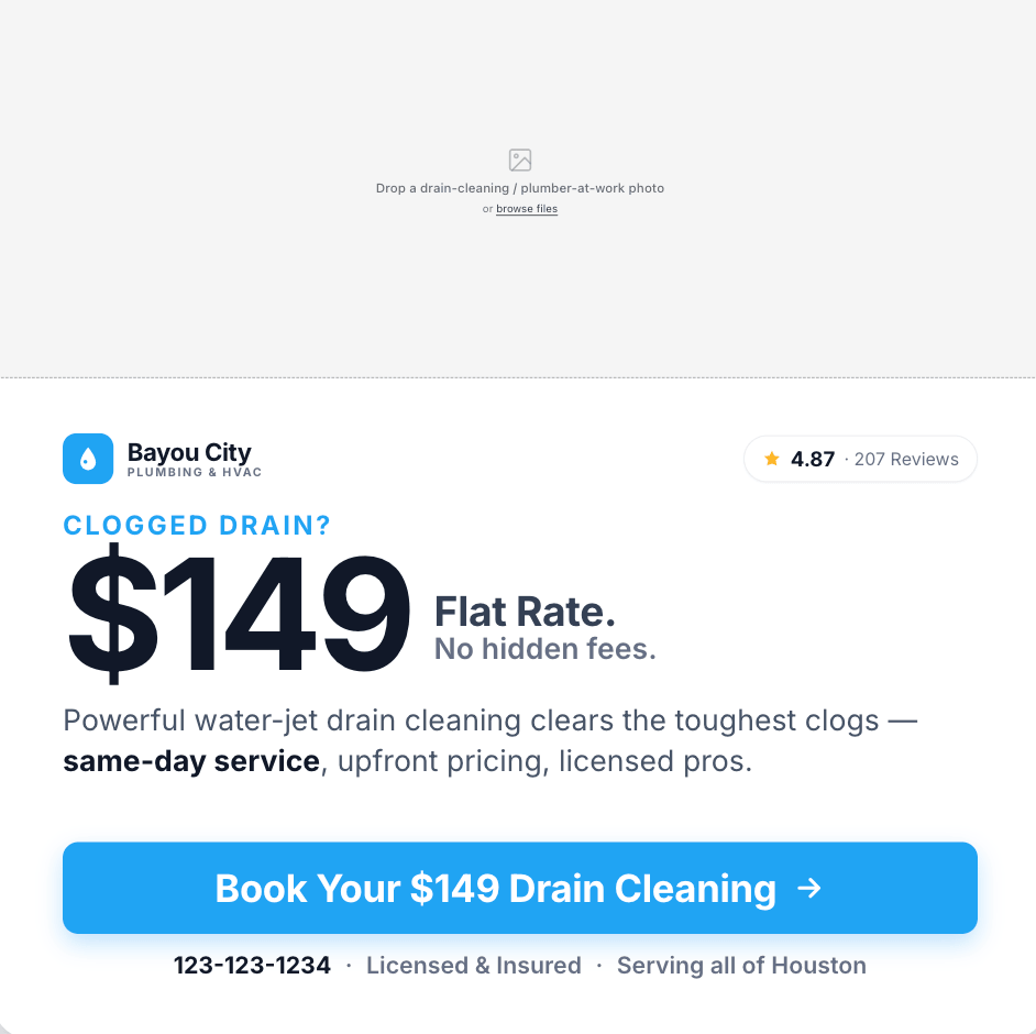 ad example for drain cleaning rate