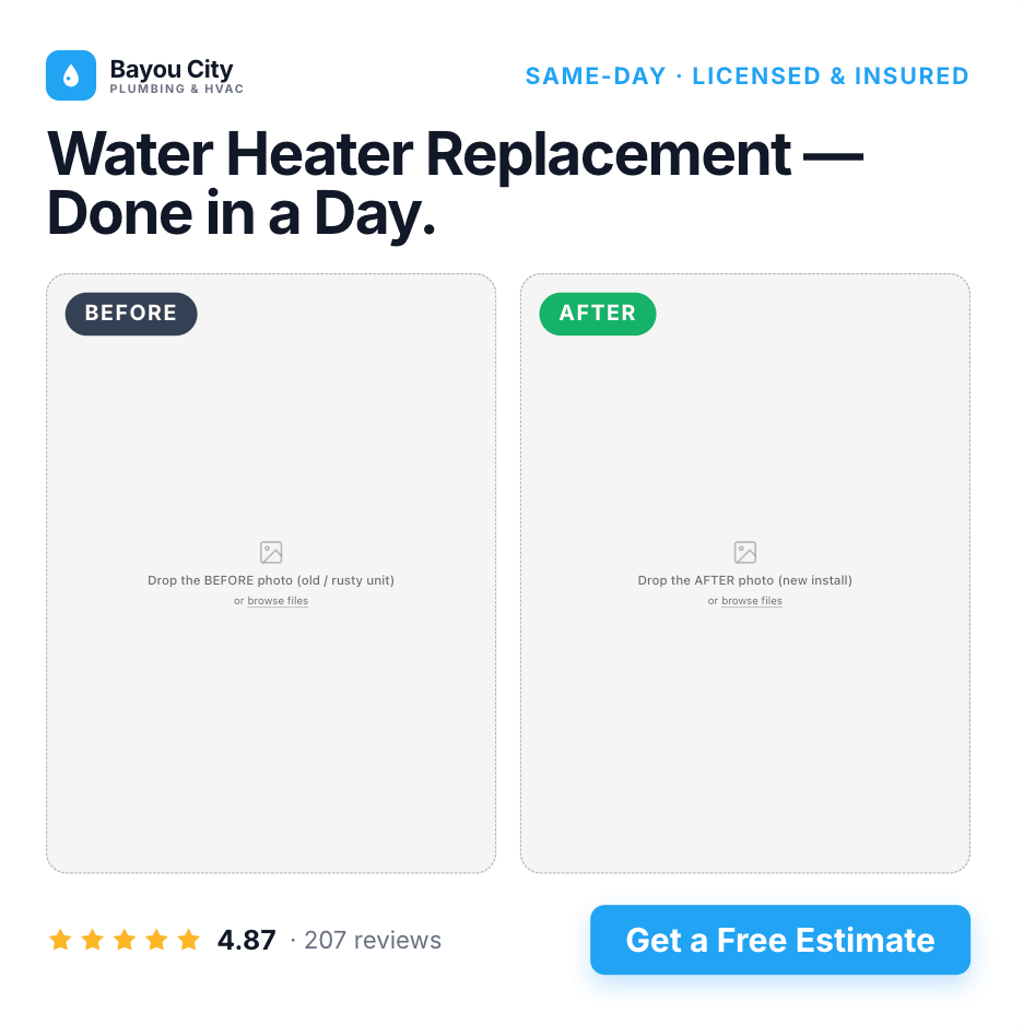 ad example for plumber using before and after image