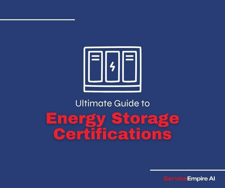 navy background, energy storage icon, words "energy storage certifications"