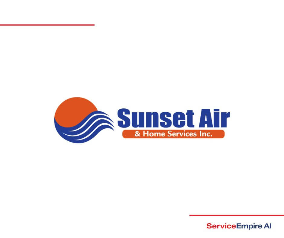 sunset air and home services logo on white background