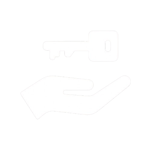 Ikona doradztwa nieruchomościowego – ręka z kluczem, symbol przekazania klucza do mieszkania