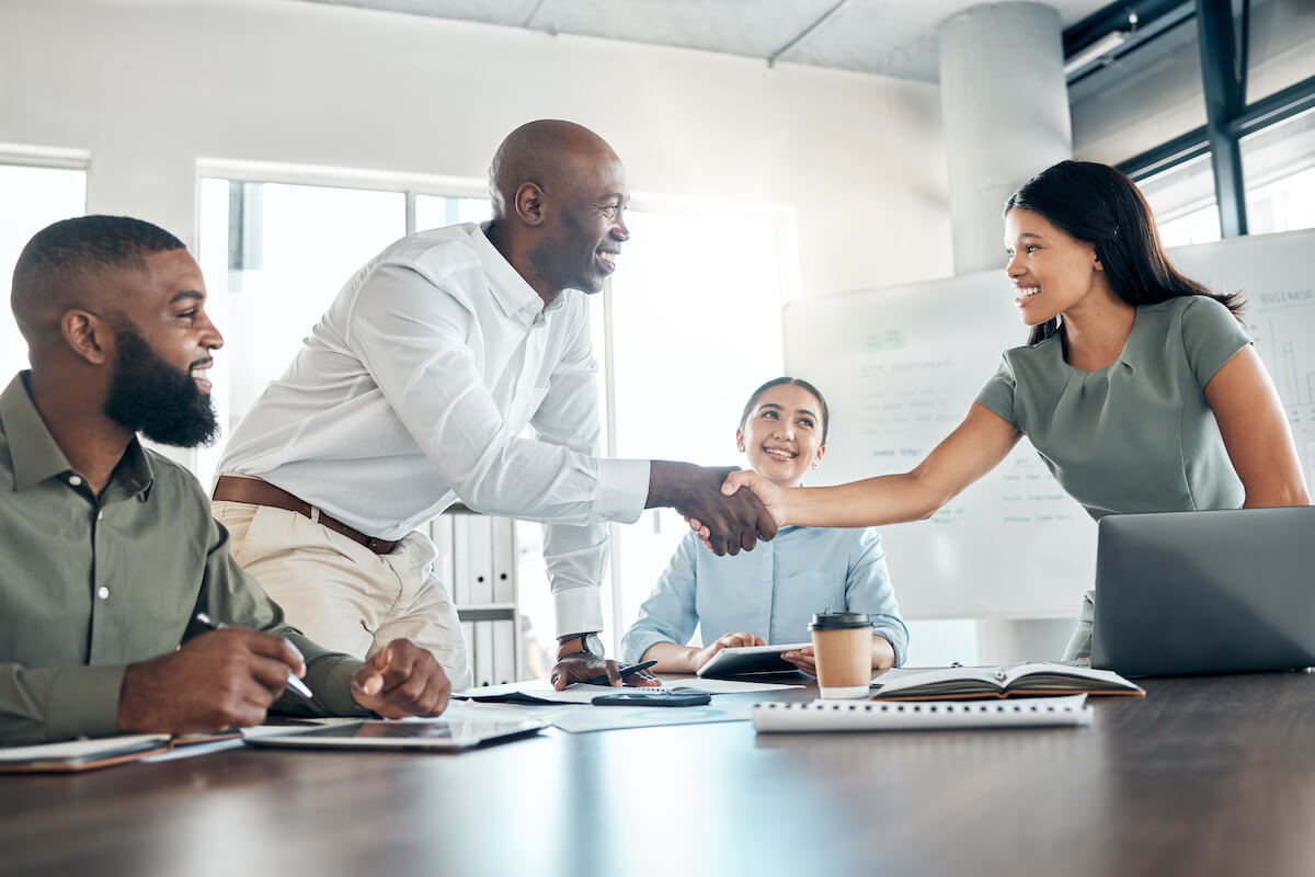Supplier onboarding: entrepreneurs shaking hands