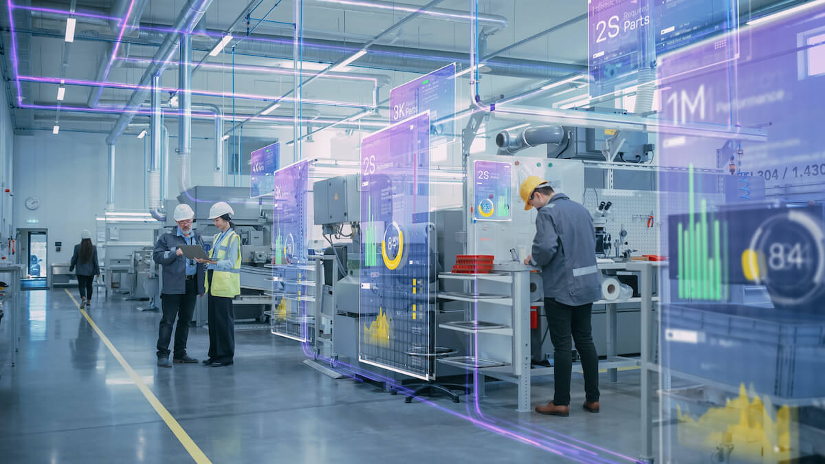 People at work in a modern factory