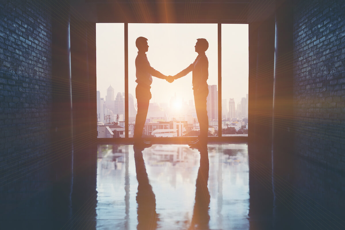 Entrepreneurs shaking hands