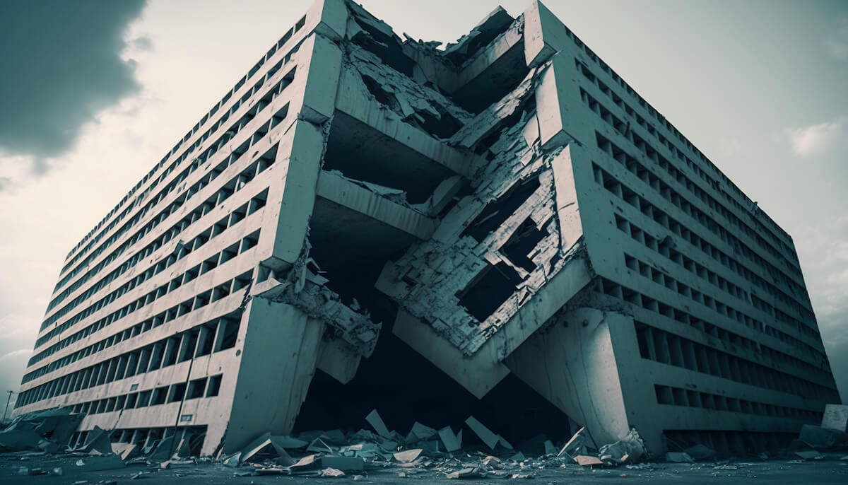 Organizational resilience: damaged building
