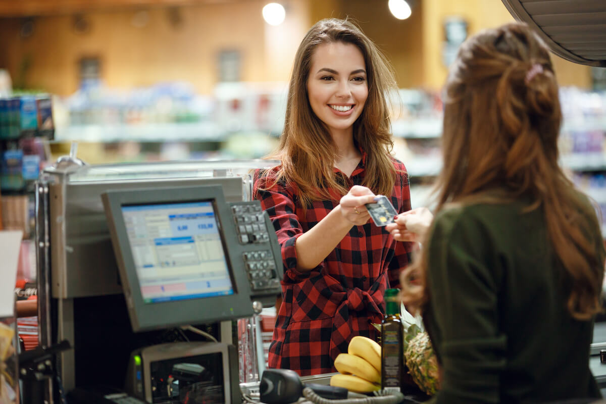 Customer paying using a credit card