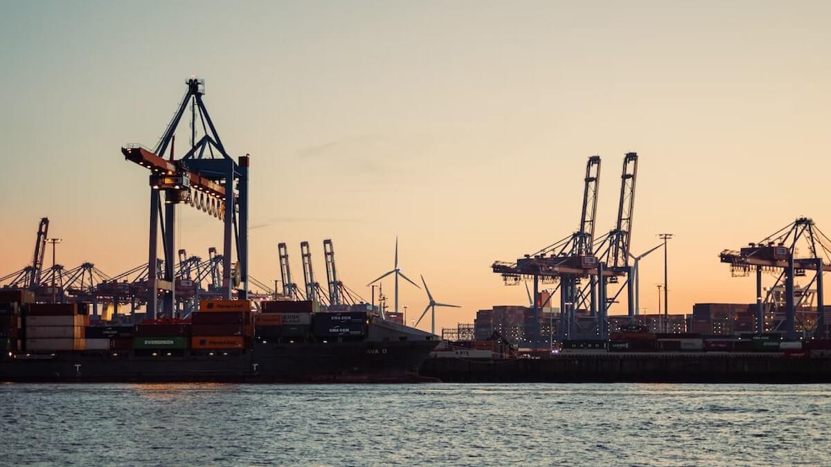 ESG compliance: container ships at a port