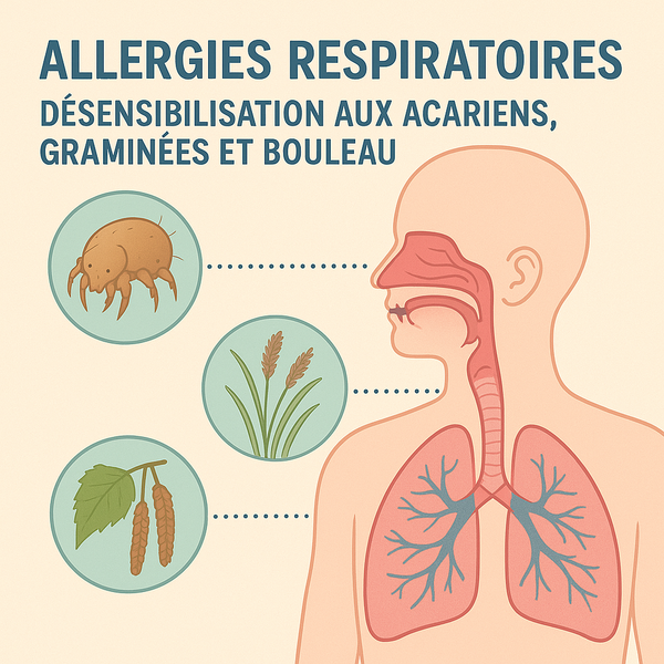 Allergies respiratoires : désensibilisation aux acariens, graminées et bouleau