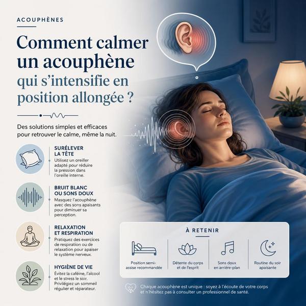 Découvrez des méthodes simples pour apaiser un acouphène qui s’aggrave en position allongée et mieux dormir chaque nuit.