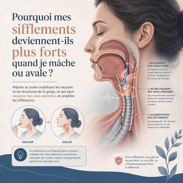 Comprenez pourquoi vos sifflements d’oreille augmentent quand vous mâchez ou avalez et découvrez des conseils pour les atténuer.