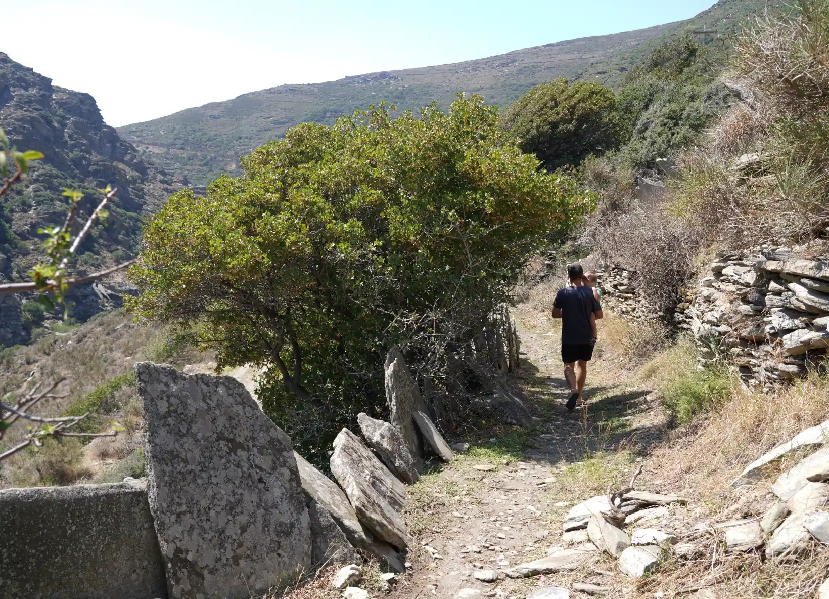 Scenic Mountain Trail on the Lycian Way with Father and Child