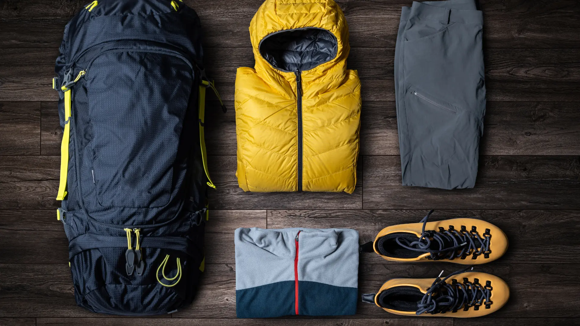 Essential trekking gear including backpack, hiking boots, and layered clothing. Stay prepared and comfortable on outdoor hiking adventures in Turkey.