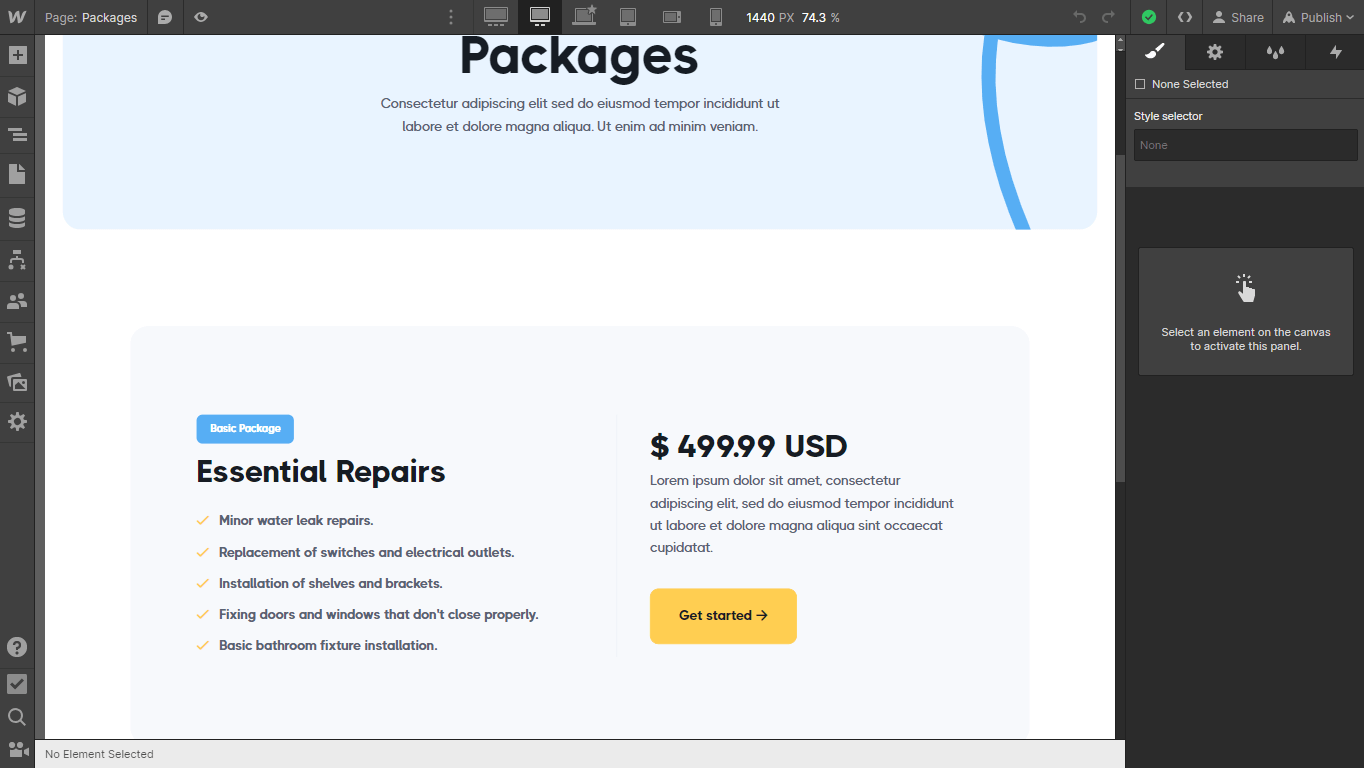 Ecommerce Content - Handyman X Webflow Template