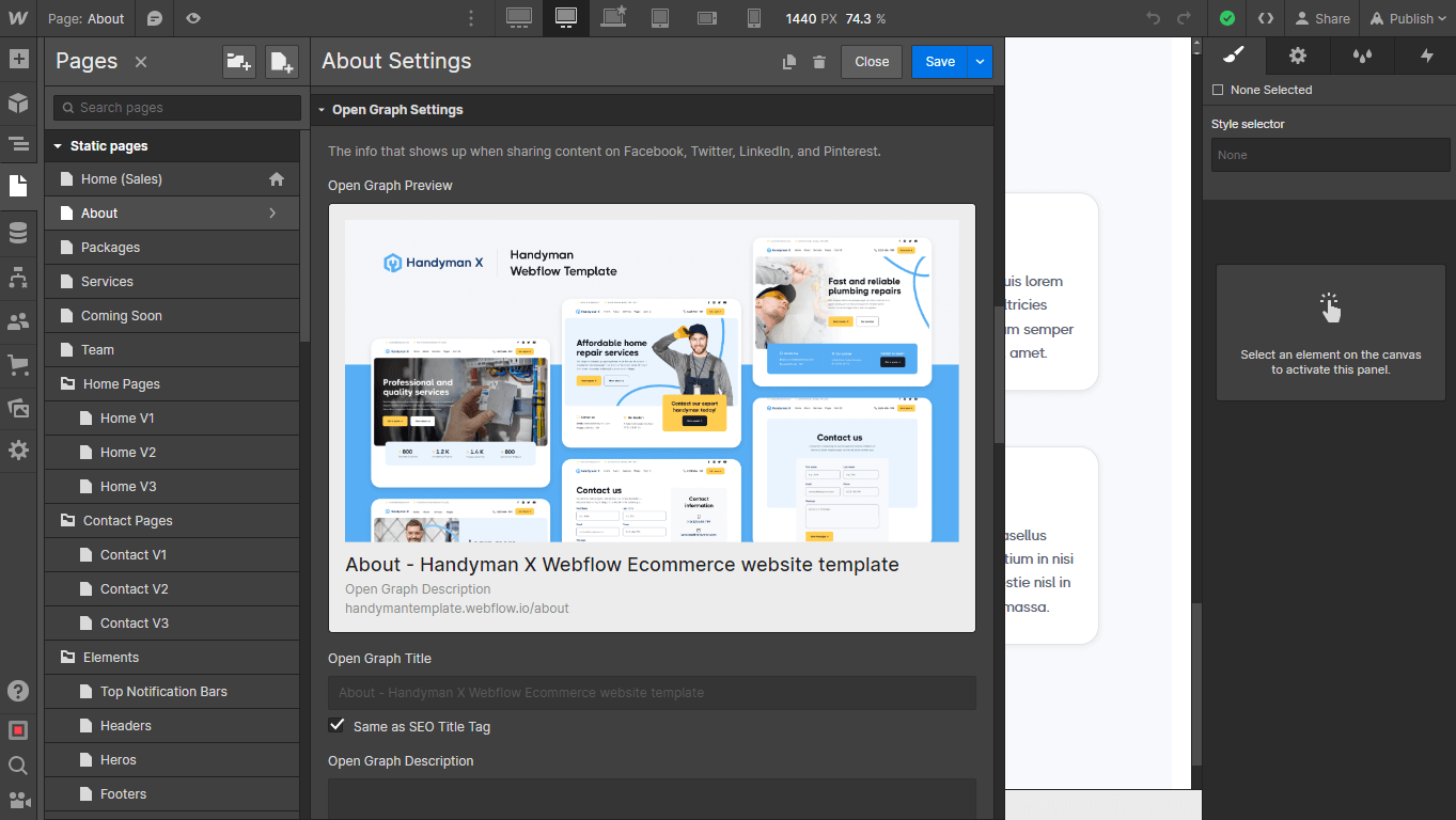 SEO - Handyman X Webflow Template