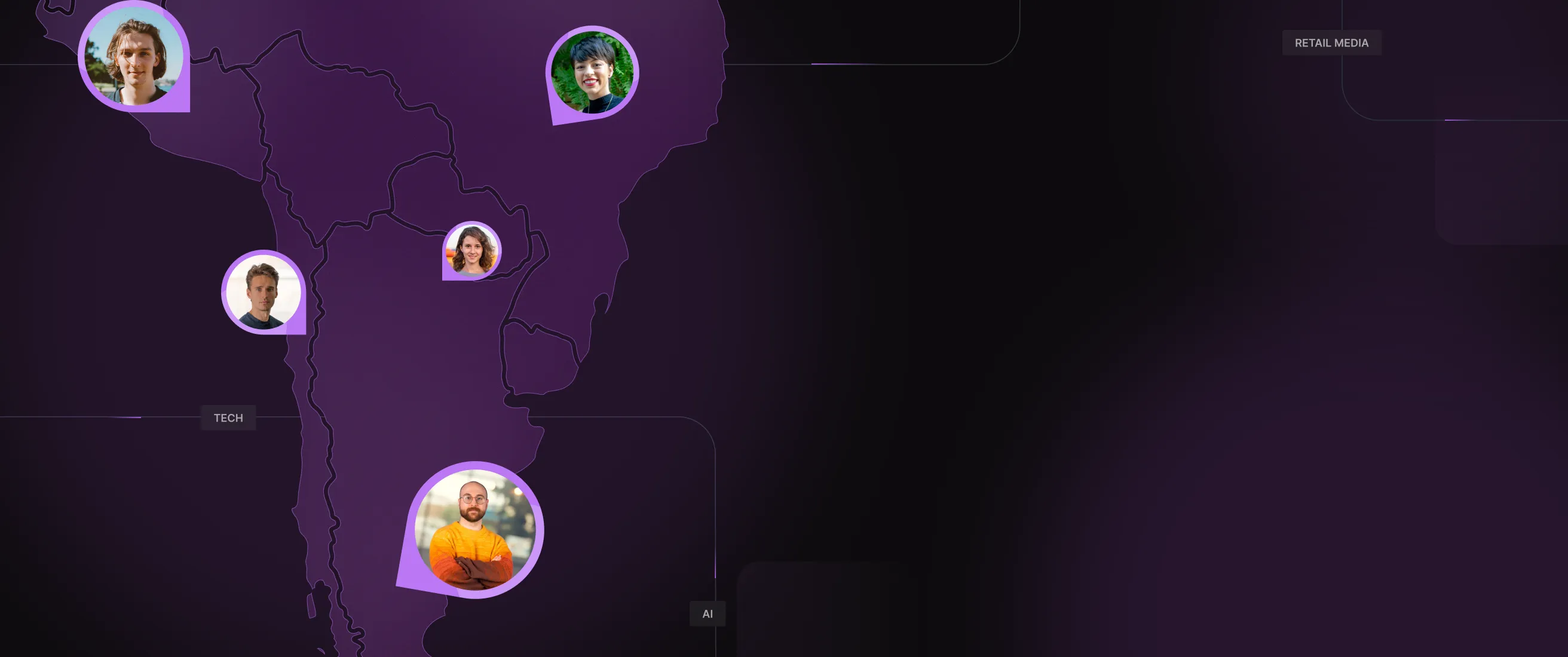 A map of the world with a bunch of people on it.