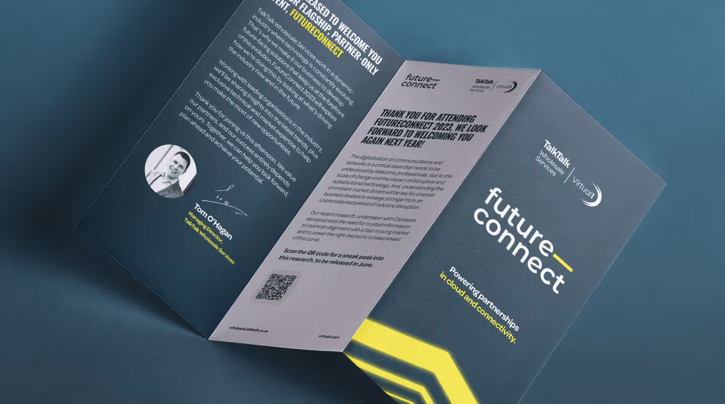 FutureConnect 2023 printed Z-fold brochure