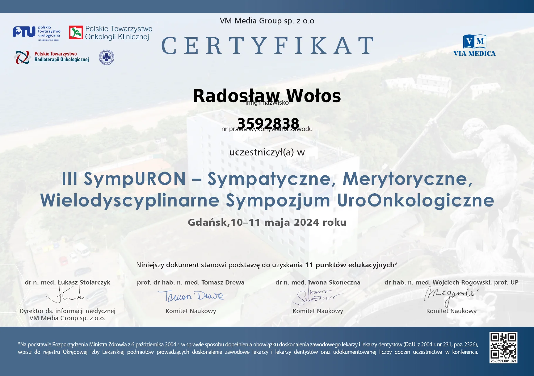III SympURON, czyli sympozjum uroonkologiczne „Sympatyczne, Merytoryczne, Wielodyscyplinarne”, Gdańsk, 10-11 maja 2024.