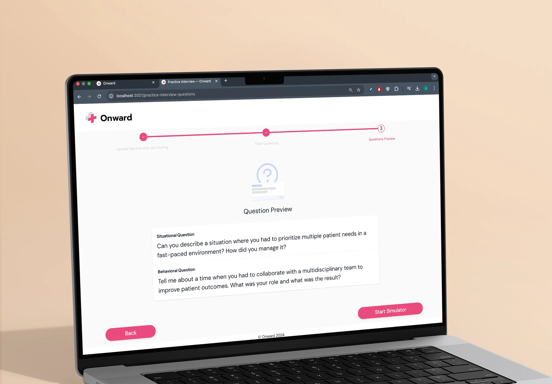 Question Preview step — Preview of AI-generated questions before starting