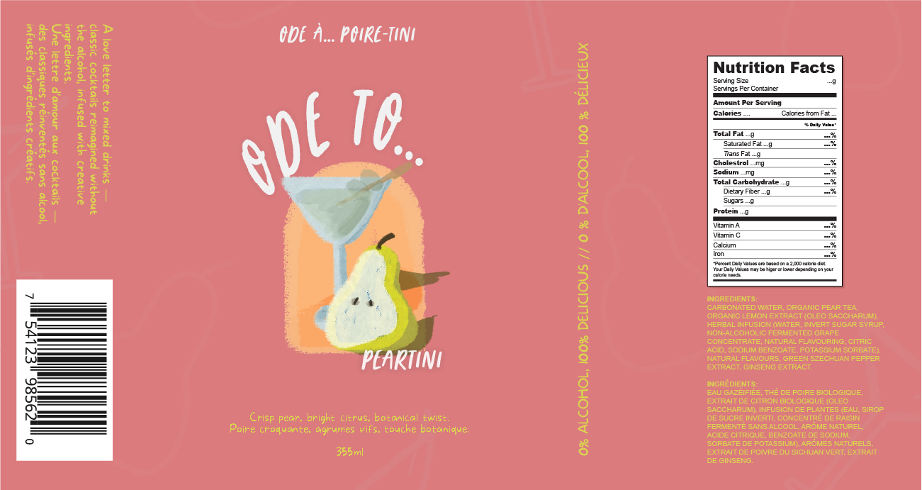 Ode To... Pear-tini can label, blush palette with pear motifs