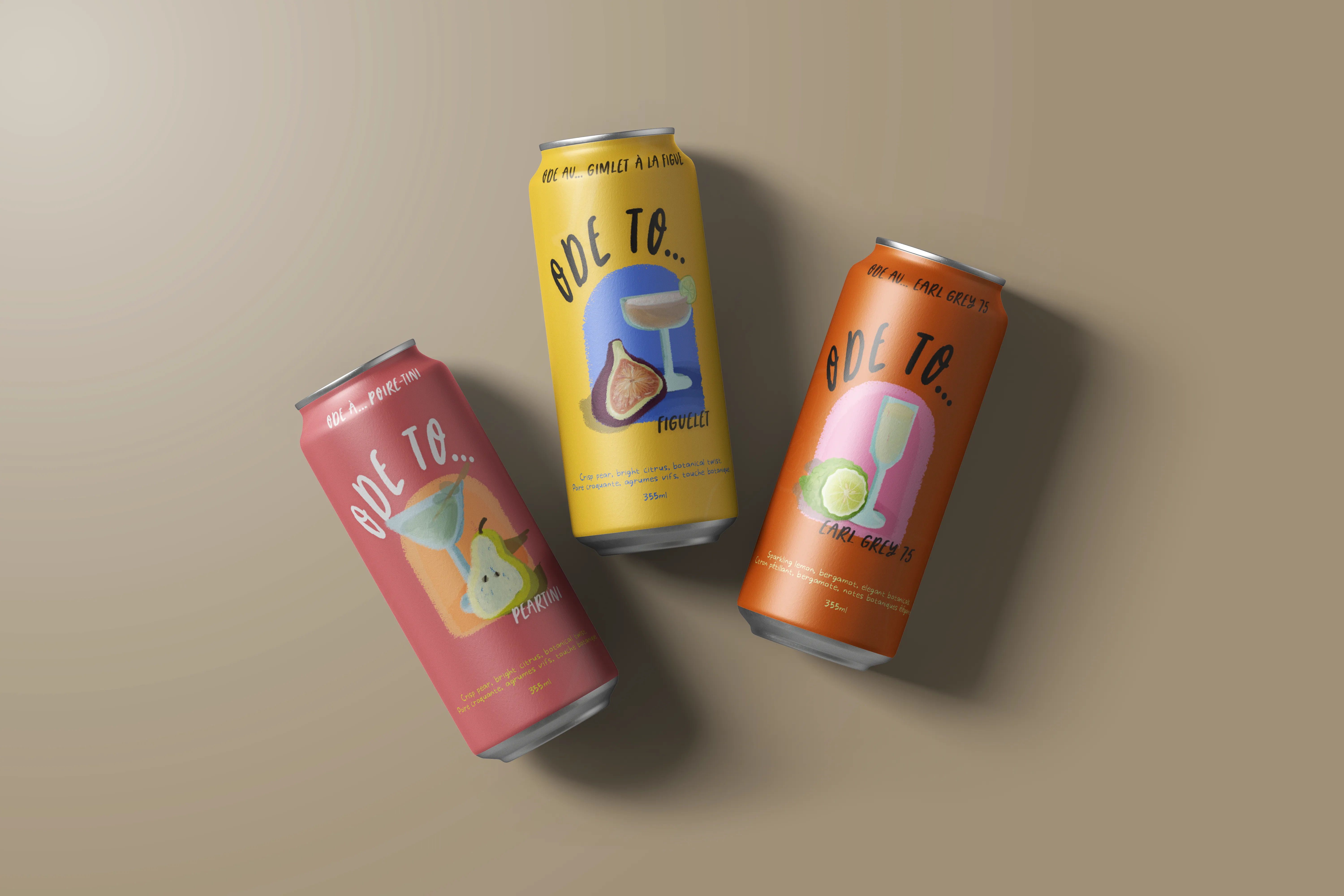 Three Ode To... can mockups fanned out