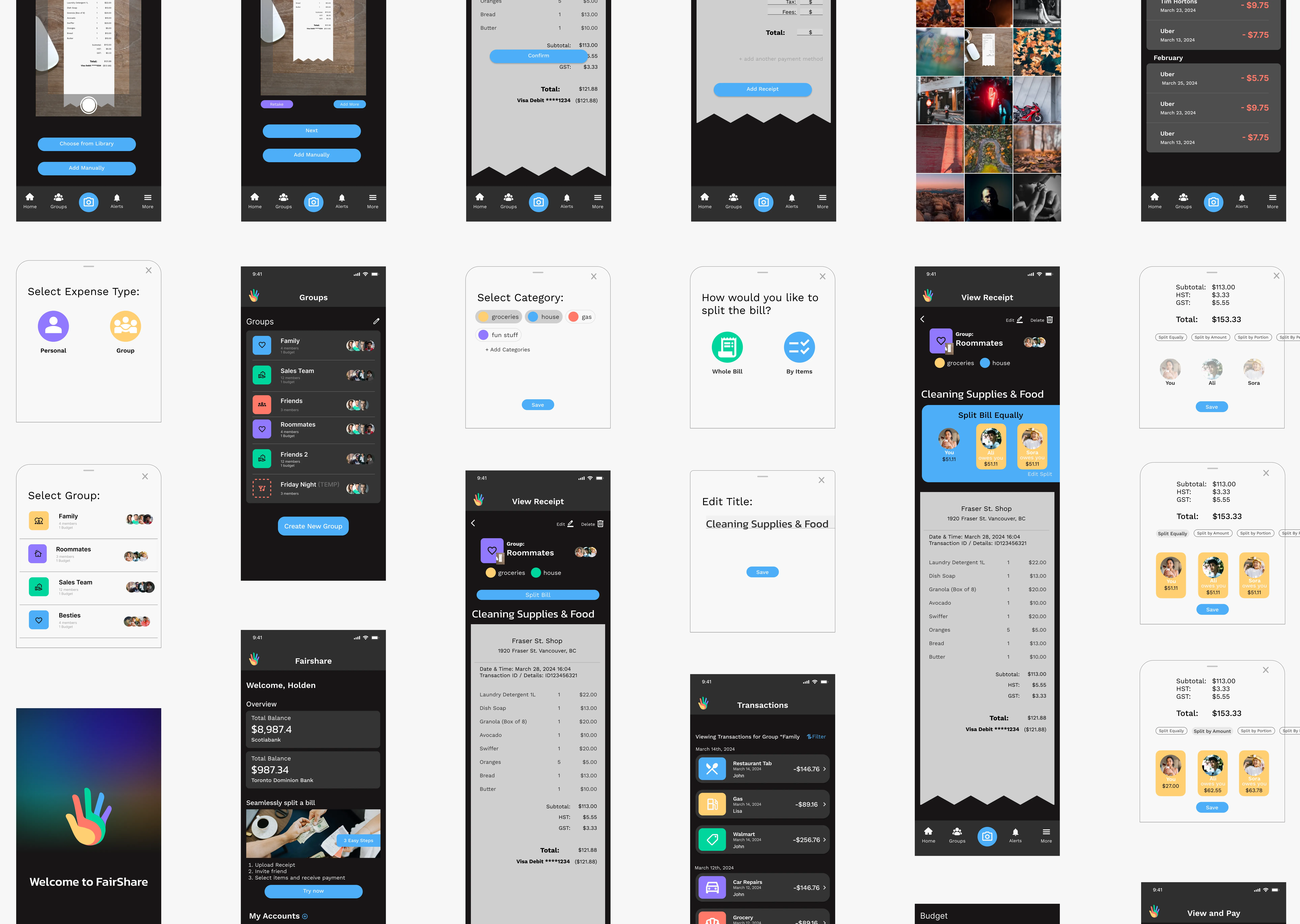 High-fidelity designs refining visual hierarchy, colour usage, and interaction patterns for shared expense flows.