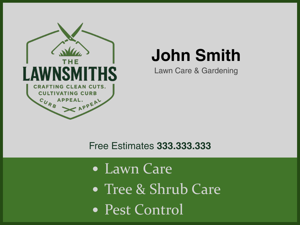 Lawnsmiths business card
