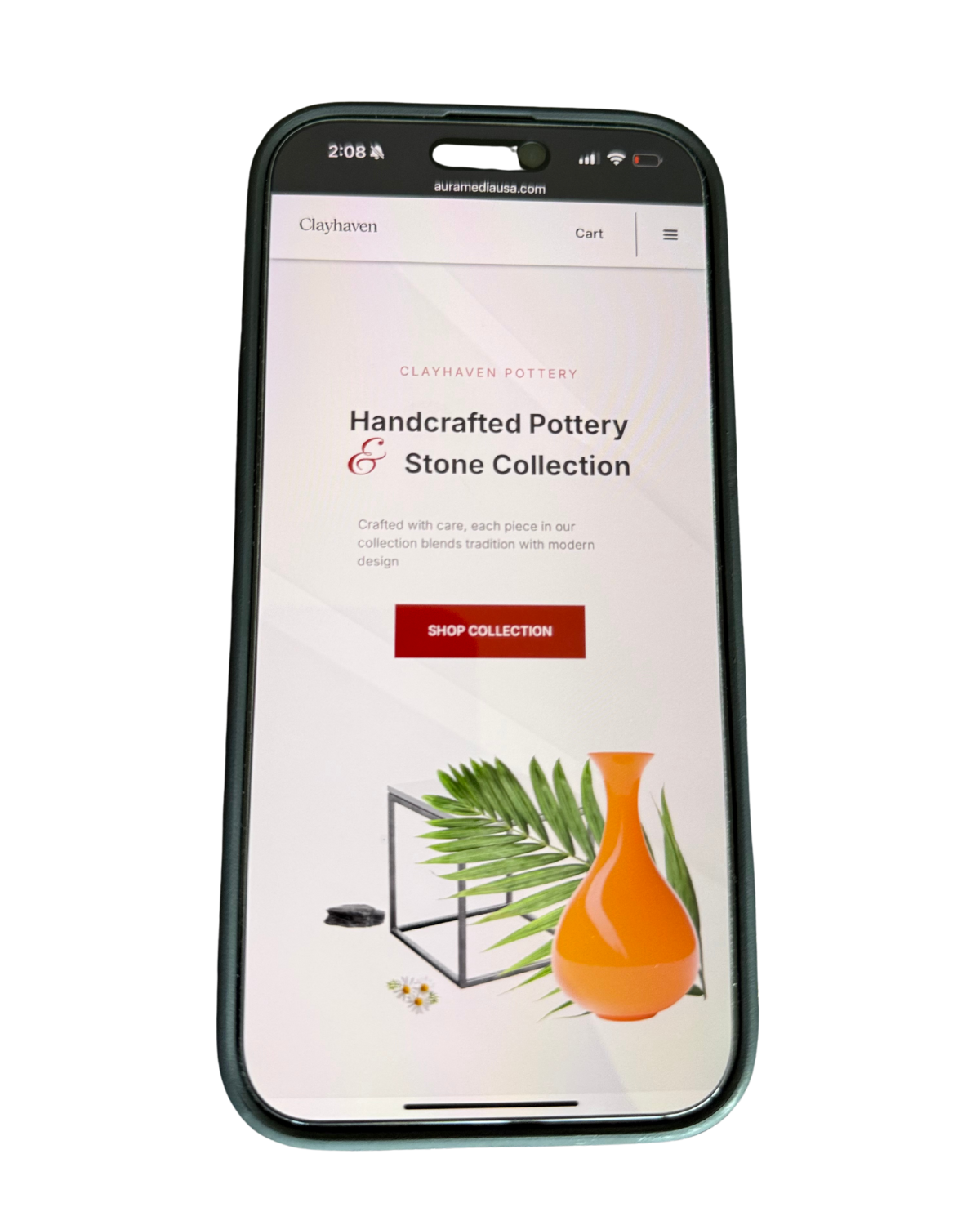Iphone Device displaying clayhaven website